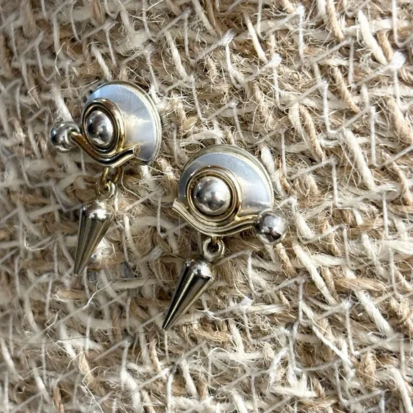 Modernist Artisan OOAK Silver Geometric Dangle Earrings - Picture 8 of 15